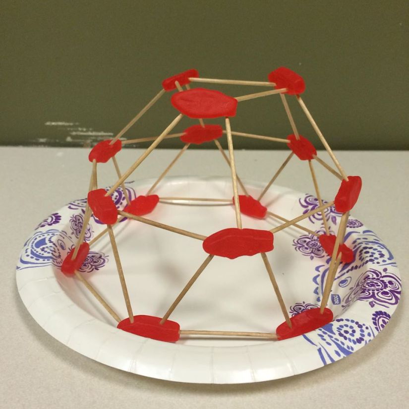 Geodesic dome made with Swedish Fish and toothpicks